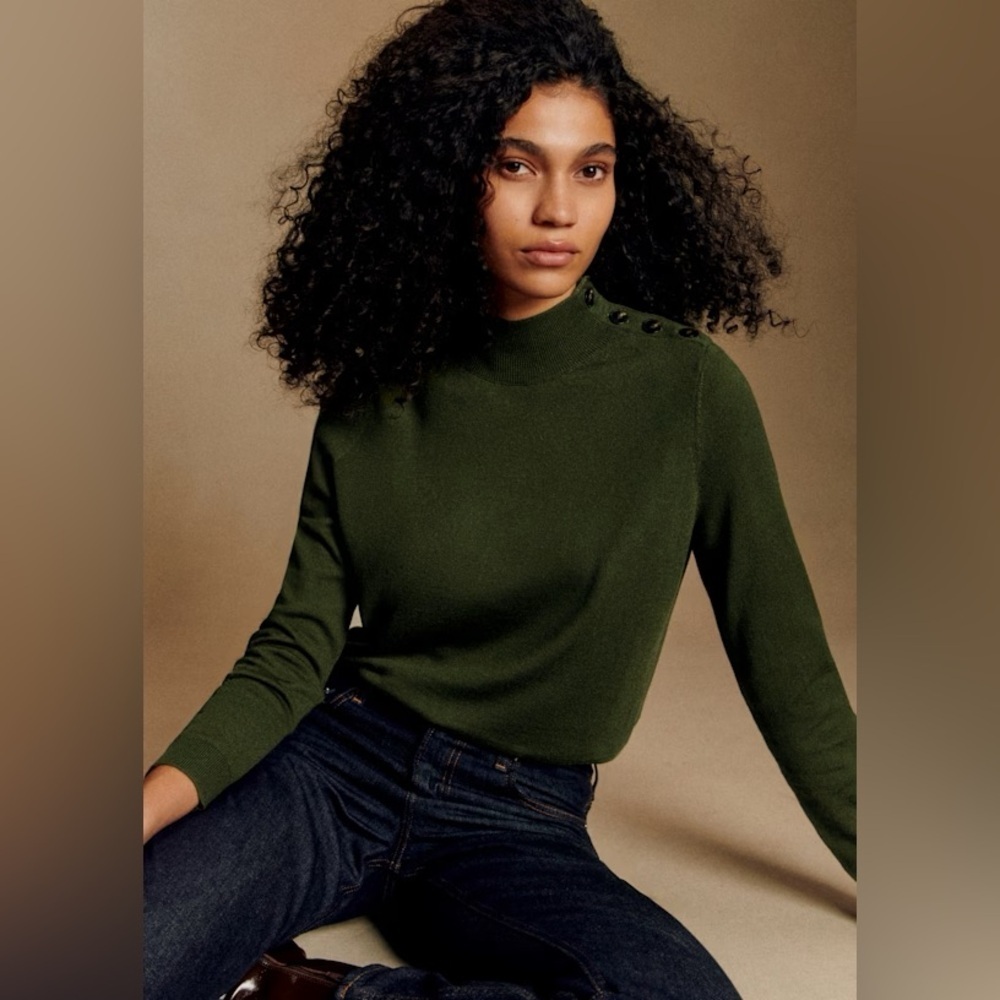Sezane Jacob Jumper 100% Wool Sweater in Perfect Green XXS